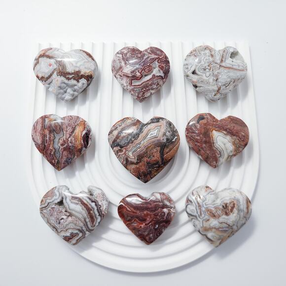 Mexican Lace Agate Heart Crystal Carving - Picture 4 of 9